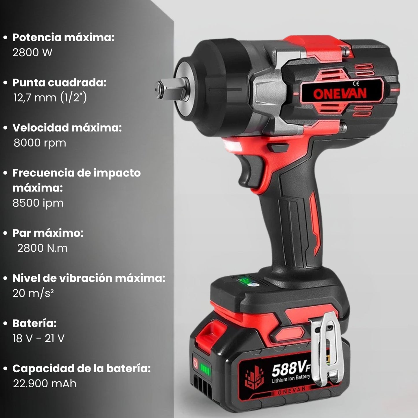 PISTOLA DE IMPACTO INALÁMBRICA 2800 N.M