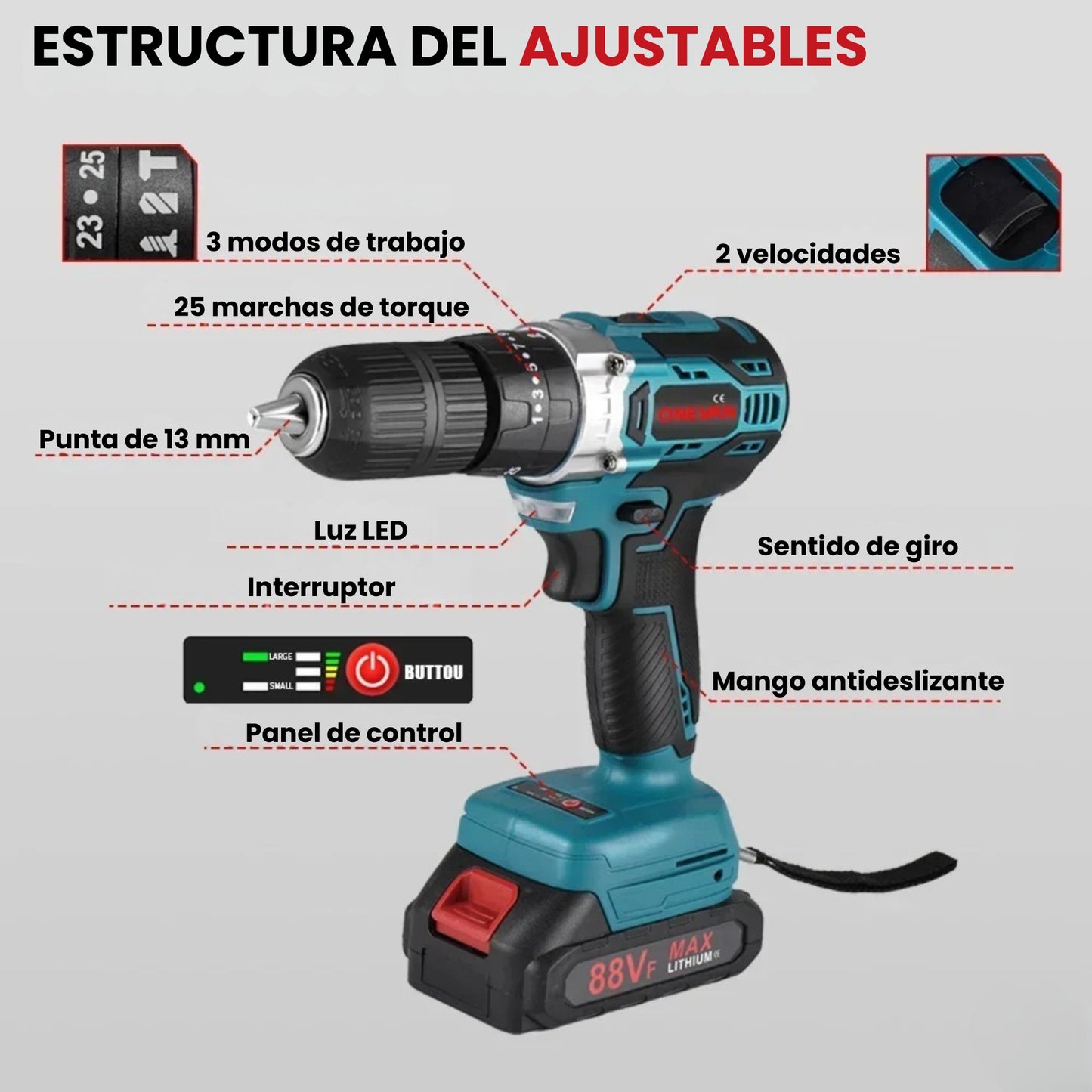 TALADRO INALÁMBRICO 1000 W